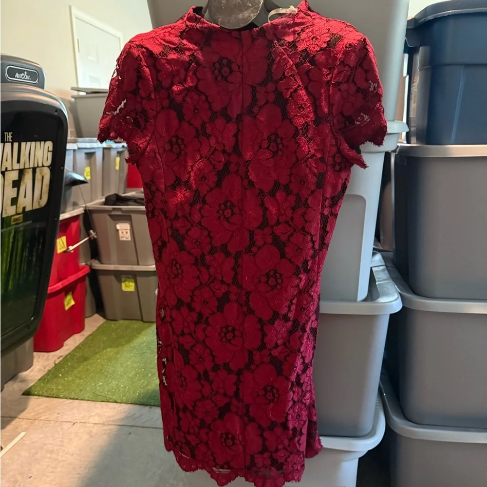 ANTONIO MELANI Red Lace Midi Dress - Picture 9 of 9